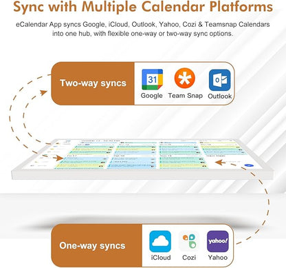 Digital Calendar Wall Planner 24"-Touchscreen-Chore-Chart - Smart Electronic Calendar for Family Schedules Meal Planner, To Do List Notepad, Streamline Household Organization, Wall Mount White