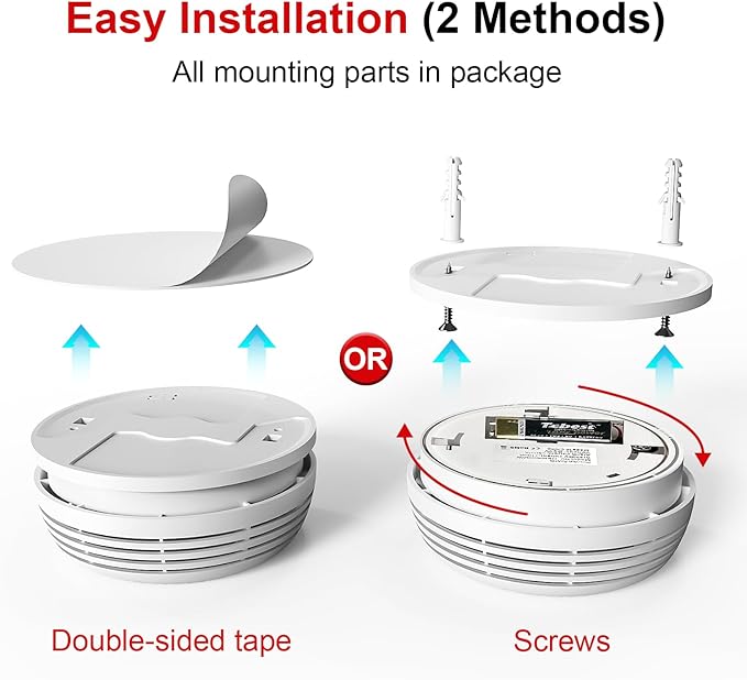 2 Pack Wireless Smoke Detectors for Home,Photoelectric Wireless Fire Alarms 10 Year Battery Powered Design (not Included),Portable Operated for Travel,Attic Fire Alarm Universal RV Smoke Detector