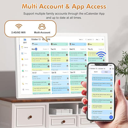 24" Smart Calendar Digital Chore-Chart-for-Planner - Touchscreen Display Electronic Calendar for Family Schedules, 32GB, Auto-Sync Google iCloud Outlook Calendars, Wall Mounted Household Organization