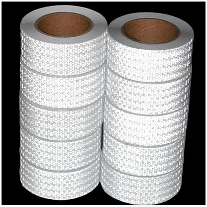 White Reflective Tape Outdoor Waterproof 2 inch Wide, High Visibility Warning Industrial Marking Tape,Safety Stickers (68 feet,10 Rolls)