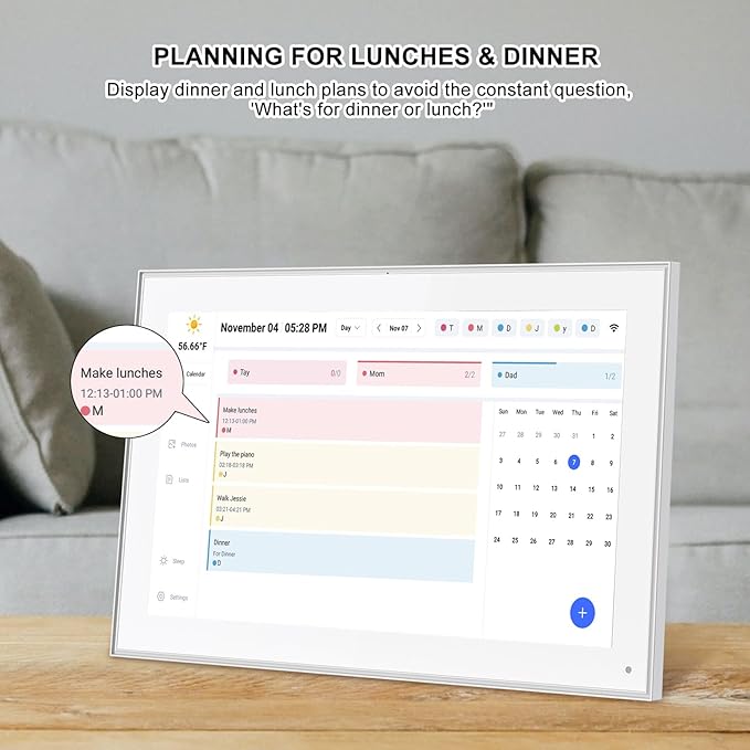 15.6 Inch Digital Calendar, Smart Digital Planner & Chore Chart with IPS FHD 1920x1080 Touchscreen Display for Family Organizer - Built-in DigitaI Picture Frames Function