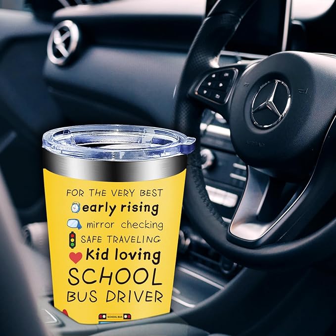 Fufandi School Bus Driver Gifts for Men, Women - Bus Driver Back to School Thank You Appreciation Gifts, Drivers Retirement Birthday Gift - Tumbler Cup 20oz
