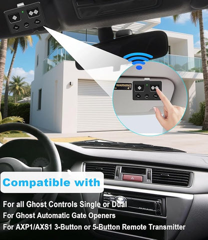 for Ghost Controls AXS1 AXP1 Remote Transmitter,5-Button Remote Transmitter for Automatic Gate Openers, Partymode, Compatible with Ghost Controls Single/Dual Control Opener Systems (AXS1 1Pack Black)
