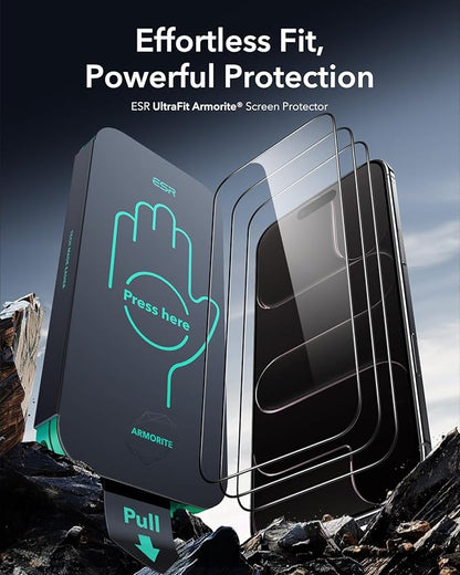 ESR 3 Pack 9H+ Glass for iPhone Air Screen Protector，[Military-Grade Shatterproof], with AR Anti-Reflective Technology, Armorite Ultra-Tough Tempered Glass for iPhone 17 Air with Ultra Fit Tray