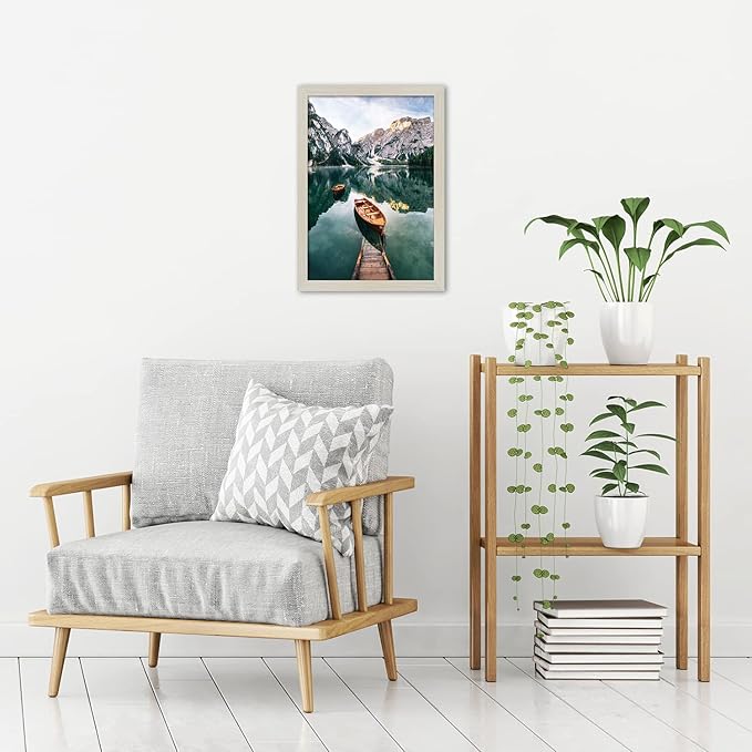 Americanflat 12x18 Poster Frame with Shatter-Resistant Glass - Signature Collection - Gallery-Style Frames Made of Engineered Wood - Photo Frame for Wall Display - Light Wood