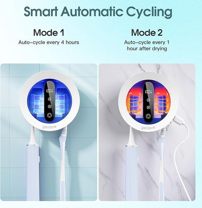 Toothbrush Holders for Bathroom,Wall-Mounted Toothbrush Holder,Smart Toothbrush Cleaner with LED Screen and Drying,Electric Tooth Brush Holder Fits Most Size Toothbrushes for Home & Travel