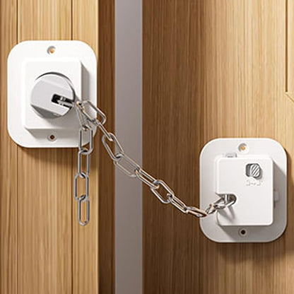 Child Proof Door Lock with Adjustable Strap, Cat Door Latch 3M Adhesive Safety Locks for Baby, Dementia & Pets, No Tools Needed 2 Pack