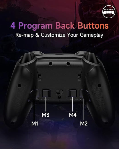 EasySMX X20 Wireless Gaming Controller with RGB Backlit, 2-Stage Hall Effect Sticks, 1000Hz Polling Rate, 6-Axis Gyro on Multi-Platform, Mech Buttons- Compatible with PC/Switch/Steam/Android