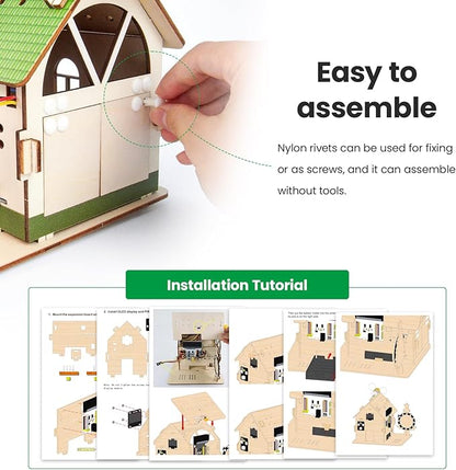 microbit Smart Home Kit for microbit v1 and v2,STEM Education Kit with Online Tutorial(Without Micro:bit and AAA Battery),Green