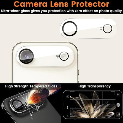 4 Pack Privacy Screen Protector for iPhone 17 Air 6.5-Inch with 4 Pack Camera Lens Protector, Anti Spy Tempered Glass Film 9H Hardness Bubble Free Case Friendly