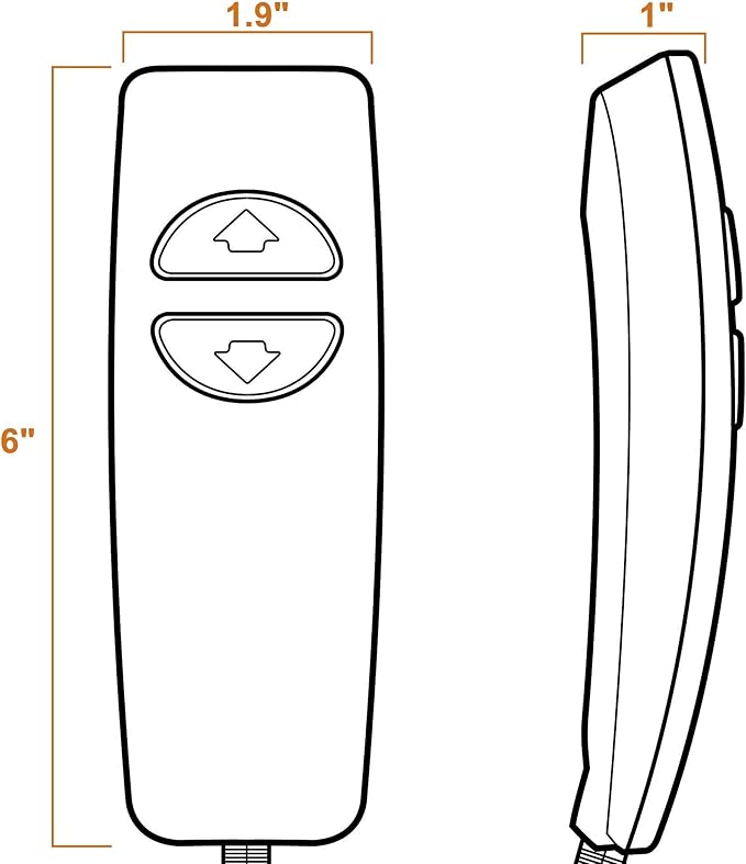 2 Button 5 Pin Hand Remote Control for Power Lift Chair & Power Recliner, Replacement Remote Handset with 2 Lighted Buttons CD001 (Coal Gray)
