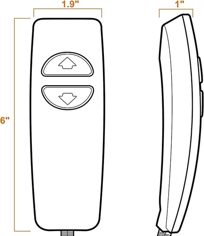2 Button 5 Pin Hand Remote Control for Power Lift Chair & Power Recliner, Replacement Remote Handset with 2 Lighted Buttons CD001 (Coal Gray)