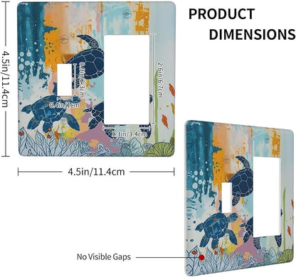 Outlet Covers Colorful Ocean Sea Turtle Marine Life 1 Toggle 1 Rocker Combination Decorative Wall Plate Electrical Switch Plates Light Switch Cover Plate for Kids room Bedroom Decor