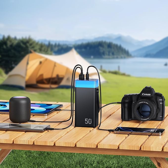 Portable Charger Power Bank 50000mAh Battery Pack, 22.5W Fast Charging PowerBank with Built in Cables,High Capacity Portable Charger Power Bank for iPhone, Samsung, Galaxy, Camping Outdoor