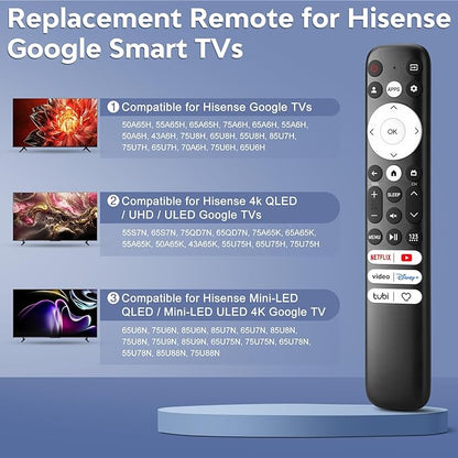 Replacement Only for Hisense-Google-TV-Remote, for Hisense Mini-LED QLED ULED UHD 4K Google Smart TVs
