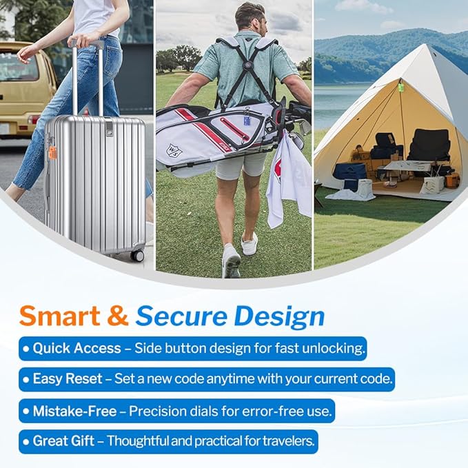 Forge TSA Approved Luggage Locks 4 Digit Combination TSA Travel Locks with TSA008, Open Alert Indicator, Zinc Alloy Body for Luggage, Suitcase, Backpack, and More. Blue 2 Locks.