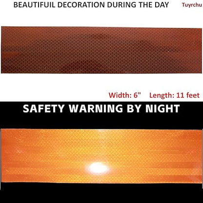Non Fading Brown Reflective Tape Outdoor Waterproof 6 inch Wide, High Visibility Warning Safety Industrial Marking Tape (11 feet)