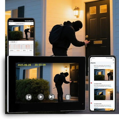 2 Wired Video Intercom System, 7 Inches Video Doorbell Camera with Monitor, Wired Video Door Phone HD Camera Kits Support tuya, Two Way Talk, Video Recording, Remote Unlock for Smart Home