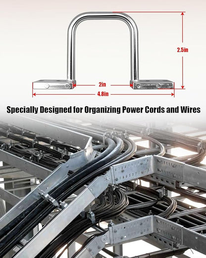 25Pcs 2 Inch D Rings, Aluminum Heavy Duty Distribution Rings for Managing and Organizing Electric Cables Wires, Silver