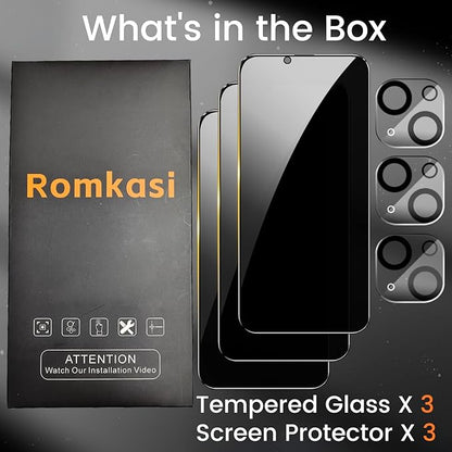 3 Pack Privacy Screen Protector for iPhone 11 Pro Max 6.5 Inch with 3 Pack Camera Lens Protector, Anti Spy Tempered Glass Film, Anti-Scratch, Touch Sensitive, Case Friendly