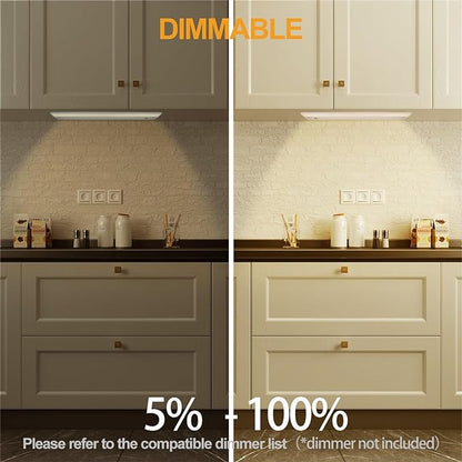 Ansen 2Packs of Under Cabinet Lighting Hardwired, 12in 10W 666LM Dimmable Led Light for Kitchen/Closet, CRI 92+, R9 90+, 3 Color Temperature, 3000K/4000K/5000K(Warm White, Cool White, Daylight)