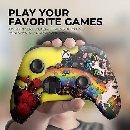 DreamController Deaddpool & Unicorn Custom X-box Controller Wireless compatible with X-box One/Series X/S Proudly Customized in USA with Permanent HYDRO-DIP Printing(NOT JUST A SKIN)(MODDED