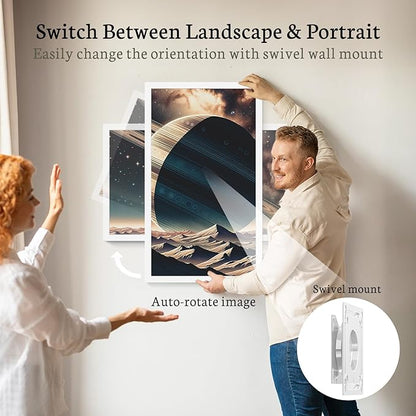 BSIMB Large Digital Picture Frame 27 Inch, 1920x1080 FHD WiFi Digital Photo Frame Electronic 32GB Display, Wall Mount Included, Share Pictures/Videos via App Easy Setup Gifts for Mom(Non-Touch), White