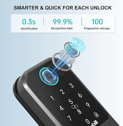 Keyless Entry WiFi Smart Lock, Hornbill Fingerprint Smart Deadbolt with App Control, Compatible with Alexa, Touchscreen Keypad Door Lock with Auto-Lock for Rentals Home