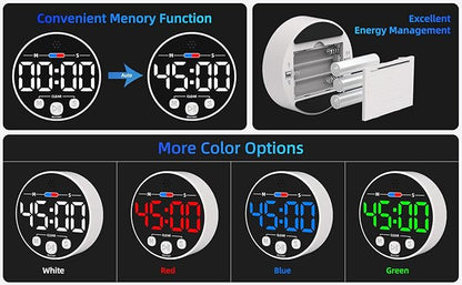 Large LED Digital Timer, Magnetic Countdown Loud Timer for Kitchen Cooking, Classroom Whiteboard, Kids, Toddler, Game, Productivity, Focus, Work, Task, Office, Meeting – Small, Simple, Visual, White