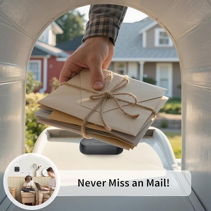 Mailbox Alarm Mail Chime Notification System-Mail Alarm 600 ft Long Range Wireless Mailbox Alert With LED Light Flashing and Sound Reminders