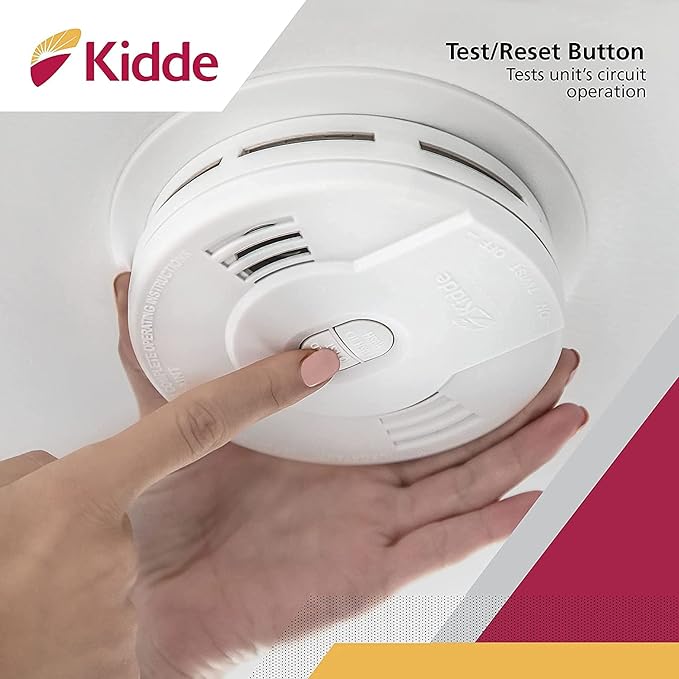 Kidde Smoke Detector, 10-Year Battery, LED Indicators, Replacement Alert, Test-Reset Button, 2 Pack