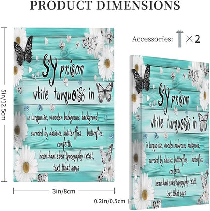 Teal Butterfly Daisy Rustic Wooden Signs Light Switch Cover Plate 1 Gang No Device Blank Electrical Wall Plates Faceplate Decorative Switch Plate For Farmhouse Cabin Decor
