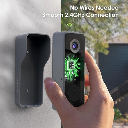 MUBVIEW Wireless Doorbell Camera with Chime, 2K Video Doorbell Wireless with Voice Changer, Motion Detection, Anti-Theft, Night Vision, 2-Way Audio, SD/Cloud Storage, No Subscription