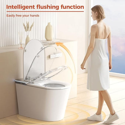 Smart Toilet with Bidet Built in,One Piece Japanese Toilet for Bathroom with Remote Control,Modern Elongated Toilet with heated toilet seat,bidet warm water,Auto Open/Close Lid