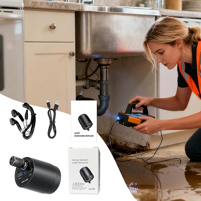 Water Leak Detector, Smart Home Monitoring Device, Underground Leak Sensor for Basement and Kitchen Use, Compact Design, Fast Alert System, Safety Tool for Bedrooms, Laundry, and Apartments