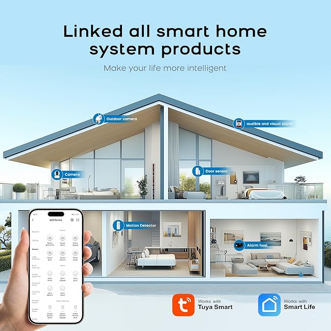 PGST Wireless Home Alarm System,8 Piece Alarm Kits with Door Sensors,Windon Detectors,SOS Button,Remote,4G GSM/Tuya App Instant Alerts,Work with Alexa/Google for Home,Apartment,Villa,No Monthly Fee