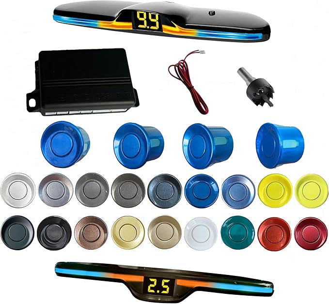 New Feature Rear Parking Sensor with Selectable Distance in Feet, Bidirectional Display Options, and Customizable Numeric Orientation and There are 18 Color Probes to Choose from(Blue)