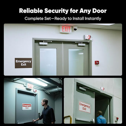 Exit Stopper Door Alarm with 110dB Siren,Commercial Emergency Exit Security Device,Battery Powered Magnetic Sensor, Easy Installation,Ideal for Warehouse,Office,Retail,Industrial Exit Safety