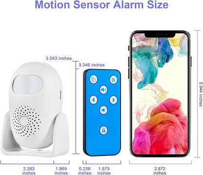 Motion Sensor Alarm with 17 Chimes 3 Alarm Modes 4 Volume Levels Wireless Motion Detector Alarm with Remote 110dB Home Security Alarm (2 Motion Detector, 2 Remote Control)