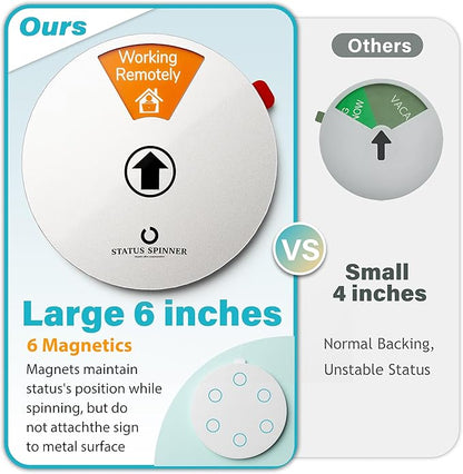 Office Door Signs: 6-in-1 Status Options Including Do Not Disturb, In A Meeting, Working Remotely, Out Of Office, Please Knock, Back Soon - Status Spinner Privacy Signs for Office and Home Use