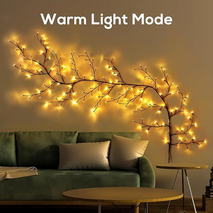 Enchanted Willow Vine Lights for Home Decor with 160LEDs, 8.2FT Wall Decoration Light with 8 Remote Control Modes (Brown)(1PCS)