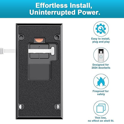 Charging Cable for Ring Battery Doorbell(2024 Release), Super Thin Bent Type-C Cable for No Drill Doorbell, 25Ft Doorbell Charging Cable Sustainable Power Supply