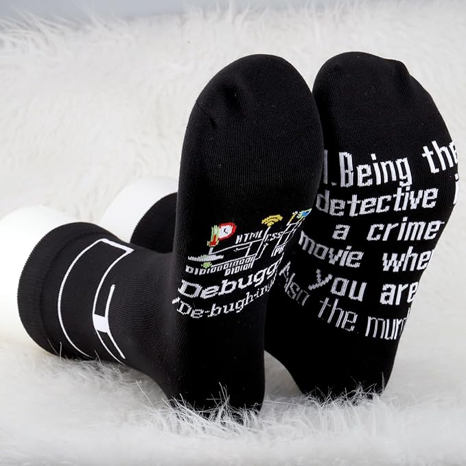 MBMSO 2 Pair Debugging Definition Socks Computer Programmer Gift IT Coder Gift Teacher Student Funny Coding Programming Socks