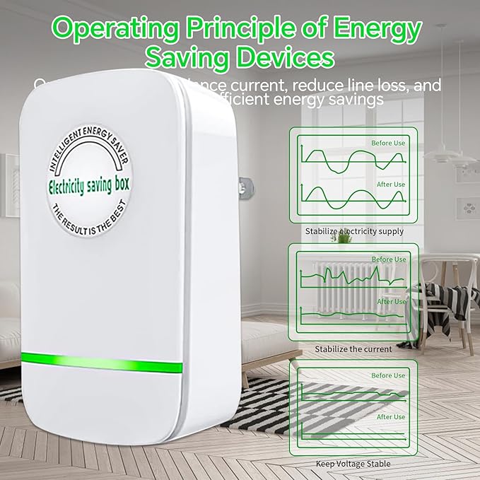 Power Saver Pro, 2025 Stop Watt Energy Saving Device, Intelligent Voltage Stabilization & Power Optimization Energy Saving Device, Household Office Electricity Saving Box US Plug 90V-250V 30KW 4Pack