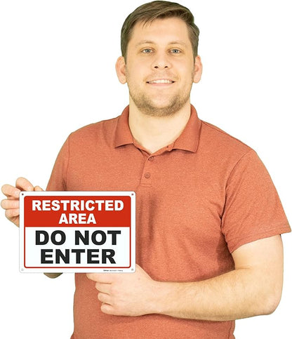 Brimar - 10 x 7" - Restricted Area Do Not Enter Sign - .040″ Rust-Free Aluminum - Clear Communication - Easy Installation