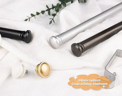 TONIAL Curtain Rod 32 to 86 Inch, Telescoping Splicing 3/4 Drapery Rods for Windows Decorative Single Rod with Small Cap End, Warm White