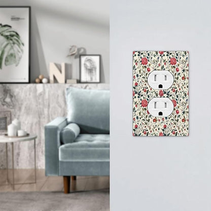 Outlet Covers Vintage Flowers Rose Leaf Bird Butterfly 1 Gang Duplex Wall Plate Decorative Switch Plates Electrical Receptacle Faceplate Light Switch Cover for Bedroom living Room Decor