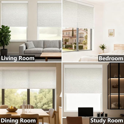 Smart Motorized Blinds – 100% Blackout Roller Shades with Remote, Alexa/Google Home/Siri Control, Matter Compatible, Wireless Rechargeable Battery, Custom Sizes for Windows & Sliding Doors