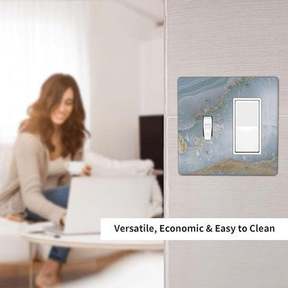 Outlet Covers Colored Art Marble Golden Line 1 Toggle 1 Rocker Combination Decorative Wall Plate Electrical Switch Plates Light Switch Cover Plate For Bathroom Kitchen Decor