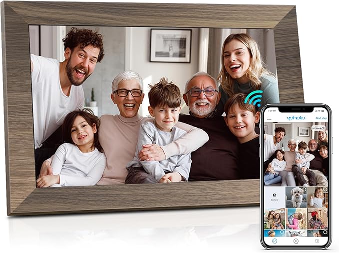 Canupdog WiFi Digital Picture Frame 10.1 Inch, IPS Touch Screen Smart Cloud Digital Photo Frame with 16GB Storage, Wall Mountable, Auto-Rotate, Share Photos from Anywhere Via App